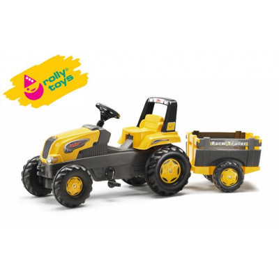 Šliapací traktor Rolly Junior s Farm vlečkou - žltý