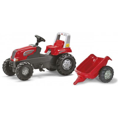 Šliapací traktor Rolly Junior s vlečkou červený akčný