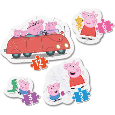 Puzzle 3 + 6 + 9 + 12 dielikov My first puzzle - Peppa Pig