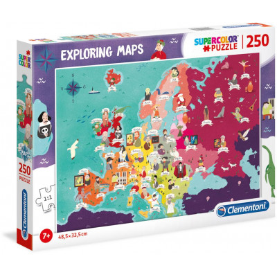 Puzzle 250 dielikov Mapa - Európa: osobnosti