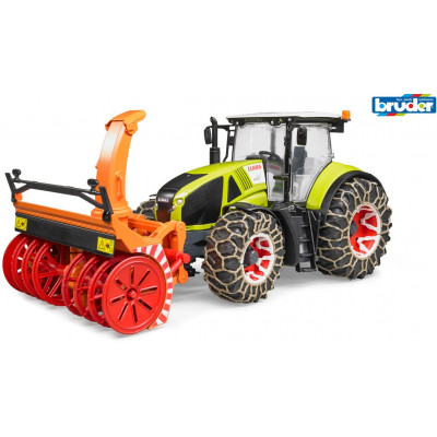 Farm - Claas Axion traktor so snehovými reťazami a radlicou