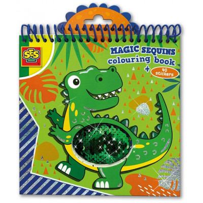Magické Dino maľovanky s flitrami modré/zelené