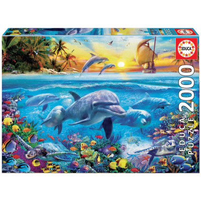 Puzzle 2000 dielikov - Rodina delfínov