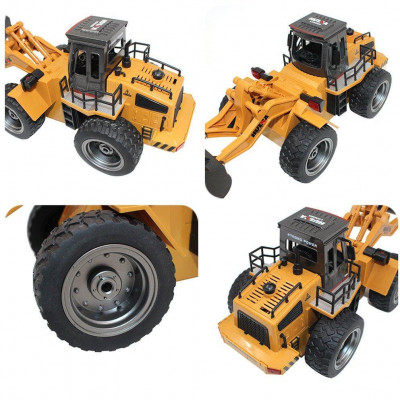 Kolový nakladač 1:18 S KOVOVOU LŽÍCÍ 4x4 plně funkční, pouze poničená krab.