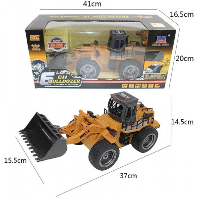 Kolový nakladač 1:18 S KOVOVOU LŽÍCÍ 4x4 plně funkční, pouze poničená krab.