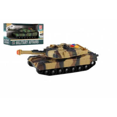 Tank plast 17cm na zotrvačník na batérie so svetlom so zvukom 2 farby v krabici 20x11x9cm