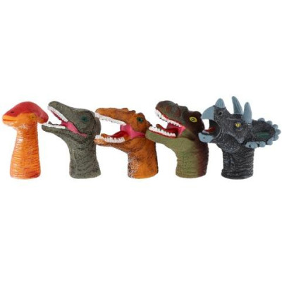 Maňuška prstový dinosaury 5ks guma 6cm na karte 16,5x20cm