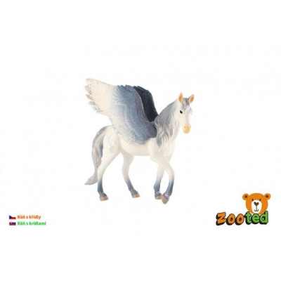 Kôň s krídlami bielo-sivý zooted plast 14cm v sáčku