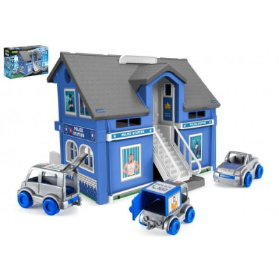 Play House - Policajná stanica plast + 3ks autá + 1ks helikoptéra v krabici 59x39x15cm