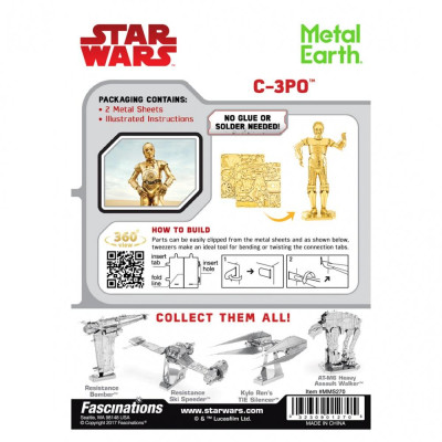 Metal Earth Luxusní ocelová stavebnice Star Wars - C-3PO zlatý