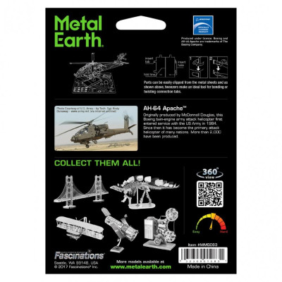 Metal Earth Luxusní ocelová stavebnice AH-64 Apache