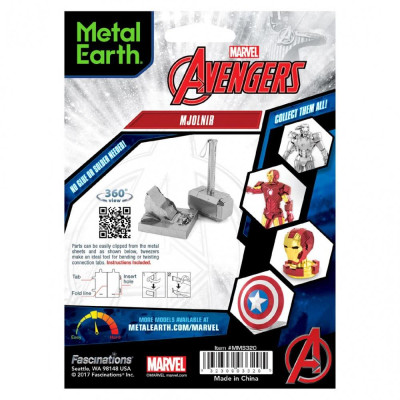 Metal Earth Luxusní ocelová stavebnice Marvel Avenger Thorovo kladivo Mjolnir