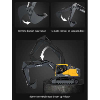 DoubleE RC bagr VOLVO EC160E 1:16 17 kanálů LED zvuky RTR sada app na programování