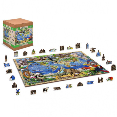 Wooden City dřevěné puzzle - Mapa říše zvířat XL