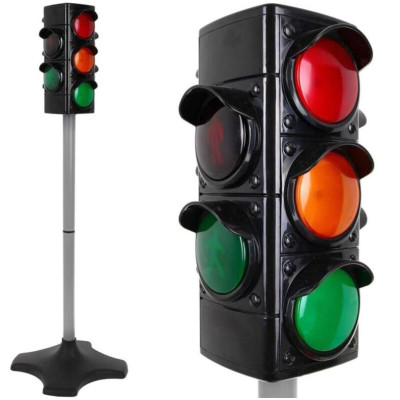 Siva funkční dopravní semafor, výška 72 cm