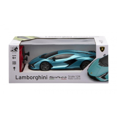 Siva RC auto Lamborghini Sian 1:24 modrá metalíza ,100% RTR, LED světla