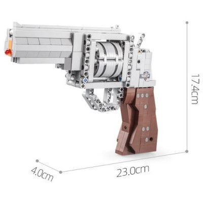 CaDA stavebnice Revolver 475 dílků, střílí plastové tyčinky.