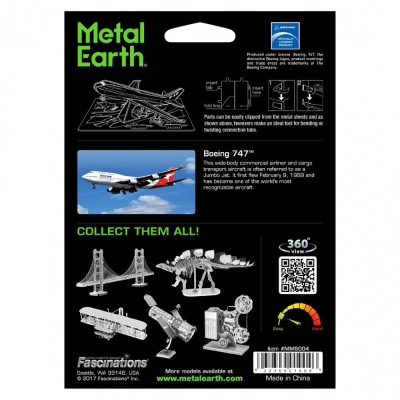 Metal Earth Luxusní ocelová stavebnice komerční letadlo Boeing 747