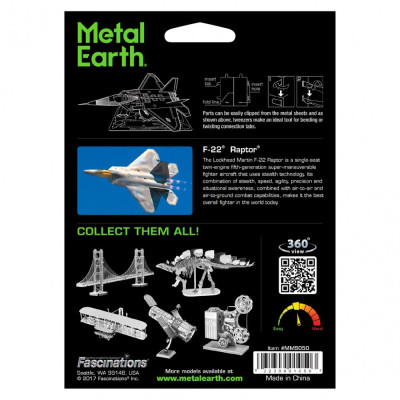 Metal Earth Luxusní ocelová stavebnice F22 Raptor