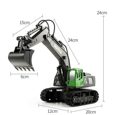 Huina RC pásový bagr s kovovou lžící 1:18 zelený