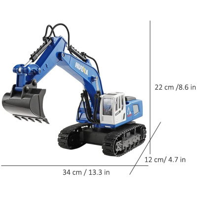 Huina RC pásový bagr s kovovou lžící 1:18 modrý