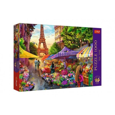 Puzzle Premium Plus - Čajový čas: Kvetinový trh, Paríž 1000 dielikov 68,3x48cm v krabici 40x27x6cm