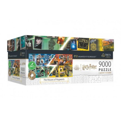 Puzzle Harry Potter Domy na Rokforte 9000 dielikov + plagát v krabici 45x24x21cm