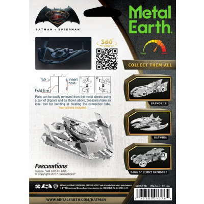 Metal Earth Luxusní ocelová stavebnice Batman vs Superman Batwing