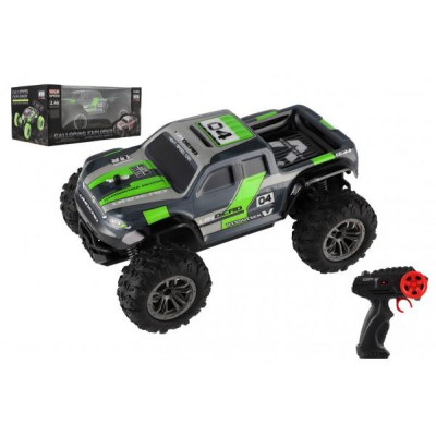 Auto RC pick up terénny plast 25cm 2,4 GHZ na batérie šedo-zelený v krabici 32x14x18cm