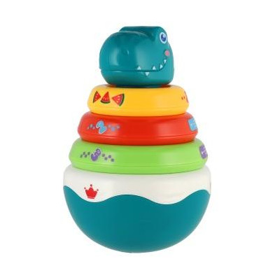 Roly Poly dinosaurus plast 16cm skladačka pyramída s krúžkami so zvukom v krabičke 13x20cm 6m+