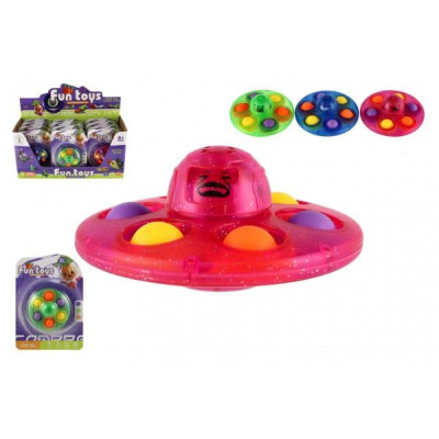 Spinner s bubble pops plast 8cm 3 farby na karte 12 ks v boxe