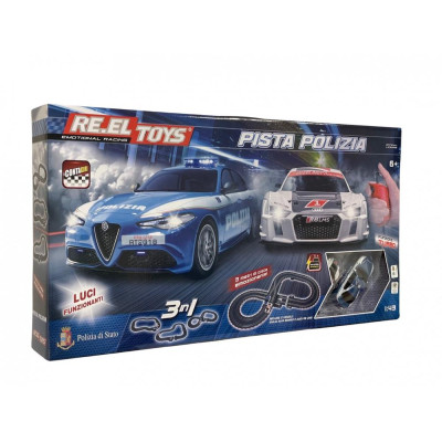 RE.EL Toys autodráha licencovaná Polizia 3v1 1:43 3 metry, 3 sestavy, LED světla