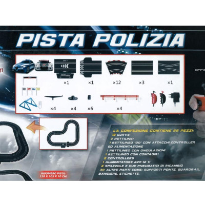 RE.EL Toys autodráha licencovaná Polizia 3v1 1:43 3 metry, 3 sestavy, LED světla