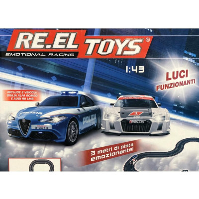 RE.EL Toys autodráha licencovaná Polizia 3v1 1:43 3 metry, 3 sestavy, LED světla