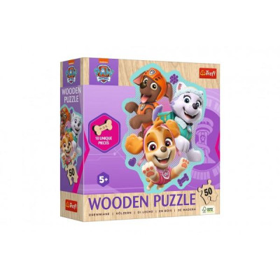 Puzzle drevené nepravidelné tvary Tlapková patrola / Paw Patrol 50 dielikov 20x26,1cm v krabici