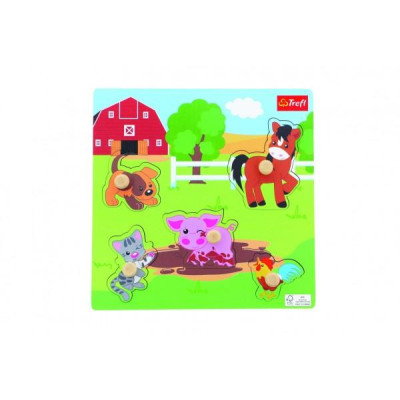 Vkladačka/Puzzle doskové obrysové zvieratká farma 22x22cm vo fólii 18m+