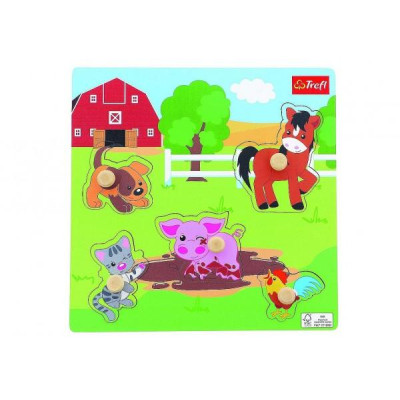 Vkladačka/Puzzle doskové obrysové zvieratká farma 22x22cm vo fólii 18m+