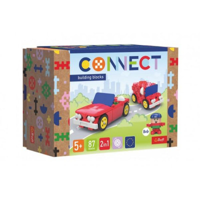 Stavebnica Connect 2v1 kabriolet/dodávka plast 87 dielikov v krabici 19x13,5x9cm