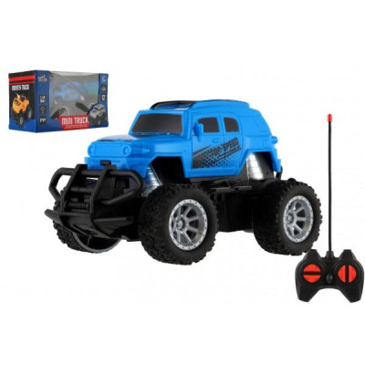 Auto RC mini truck plast 12cm 27MHz na batérie so svetlom modrej v krabici 18x11,5x10cm