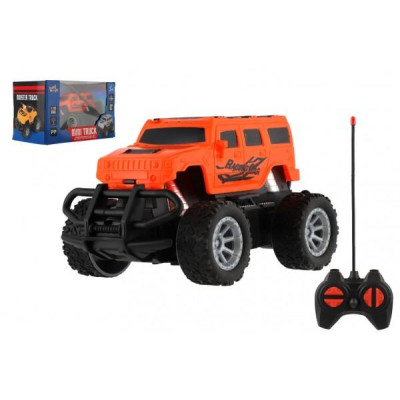 Auto RC mini truck plast 12cm 27MHz na batérie so svetlom oranžovej v krabici 18x11,5x10cm