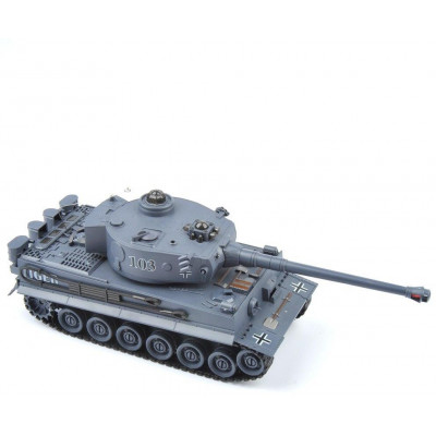 Bojující tank Tiger 1 šedý 2,4 GHz s infra dělem, bojující 1:28