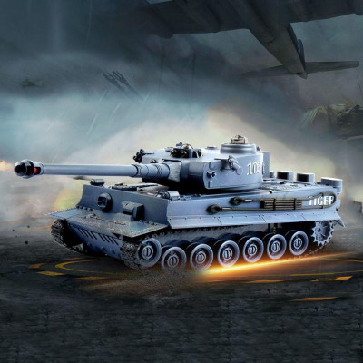 Bojující tank Tiger 1 šedý 2,4 GHz s infra dělem, bojující 1:28